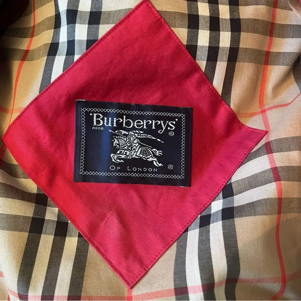 Burberry's of London Vintage Red Trench Coat Nova Check Cuffs Medium - Spring - Picture 5 of 12